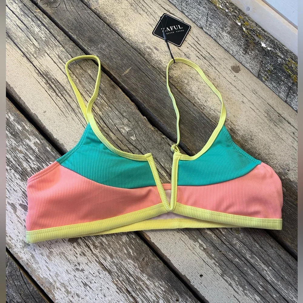 Zaful | NWT Pastel Ribbed V-Wire Cami Bikini Two Piece Swimsuit - Picture 2 of 10